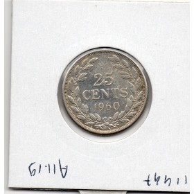 Libéria 25 cents 1960, TTB KM.16 tête tressée