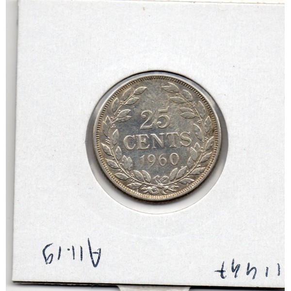 Libéria 25 cents 1960, TTB KM.16 tête tressée