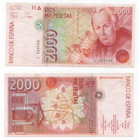 Espagne P.162, TTB Billet de 2000 pesetas 1992  Jose Celestino Mutis