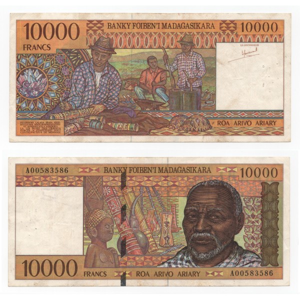 Madagascar P.79a, TTB Billet de 10000 Francs : 2000 ariary 1995