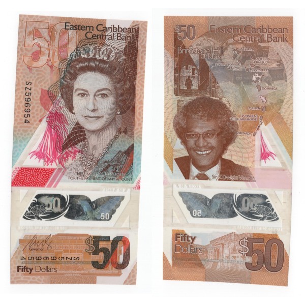 Caraïbes de l'est P.59, TTB, Billet de 50 dollars 2019 Dwight Venner