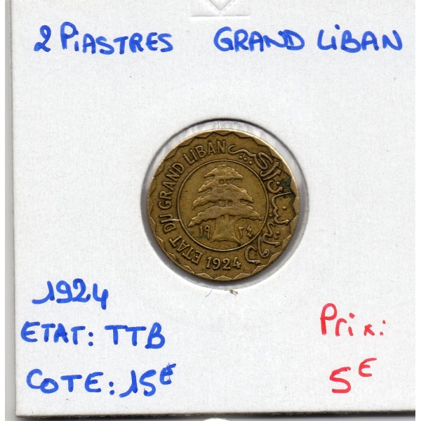 Grand Liban 2 piastres 1924 TTB, Lec.18