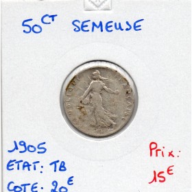 50 centimes Semeuse Argent 1905 TB