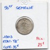 50 centimes Semeuse Argent 1903 TB-