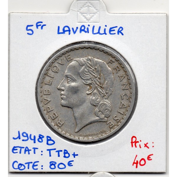 5 francs Lavrillier 1948 B Beaumont TTB+