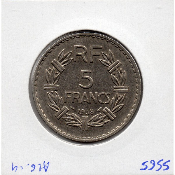 5 francs Lavrillier 1938 Sup-