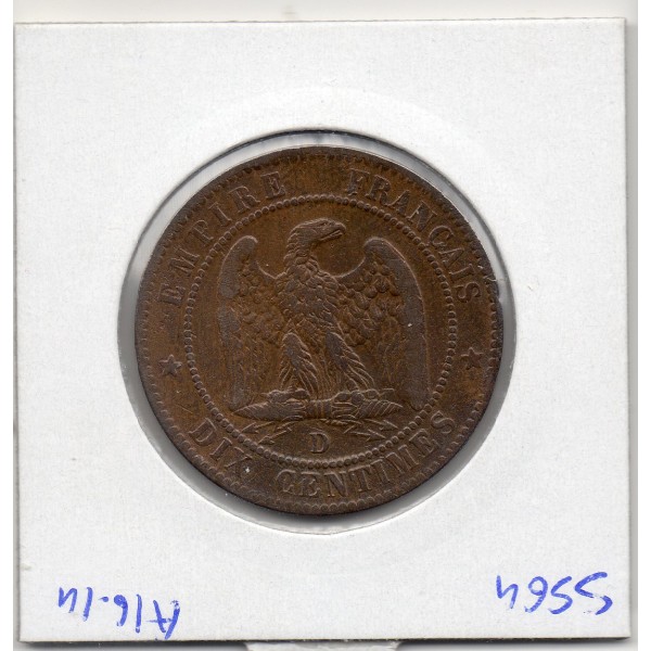 10 centimes Napoléon III tête nue 1855 D ancre Lyon TTB