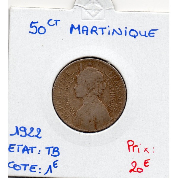 Martinique 50 centimes 1922 TB-, Lec.7