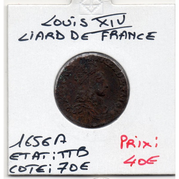 Liard de France 1656 A Corbeil Louis XIV TTB