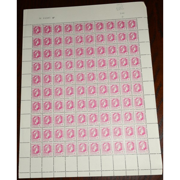 1 feuille de 100 Timbres France 635 Marianne d'Alger neufs**