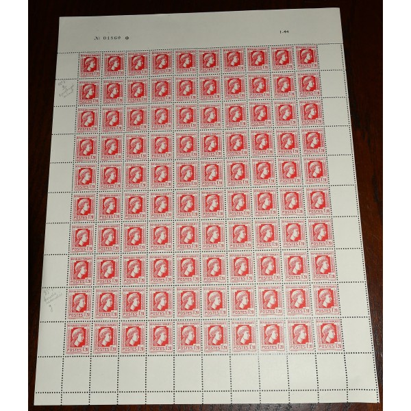 1 feuille de 100 Timbres France 638 Marianne d'Alger neufs**