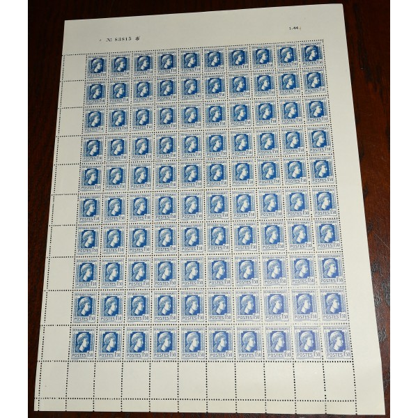 1 feuille de 100 Timbres France 639 Marianne d'Alger neufs**