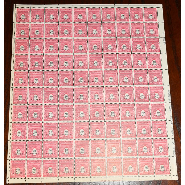 1 feuille de 100 Timbres de France 710 arc de triomphe neufs**