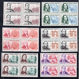 bloc de 4 exemplaires Timbres Yvert No 1295-1300 France Célébrités neufs**
