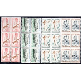 Bloc de 6 exemplaires timbres Yvert No 1161-1164 France Série sport  jeux traditionnels