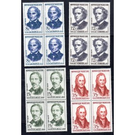 Bloc de 4 exemplaires timbres Yvert No 1146-1149 France Grands Savants