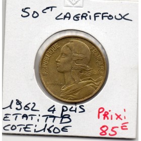 50 centimes Lagriffoul 1962 4 plis TTB taches