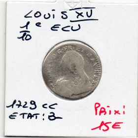 1/10 Ecu aux branches d'olivier 1729 CC Besançon B Louis XV