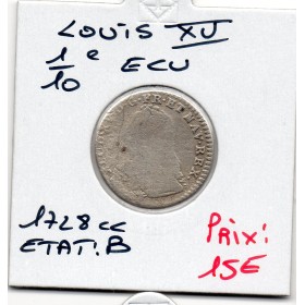 1/10 Ecu aux branches d'olivier 1728 CC Besançon B Louis XV
