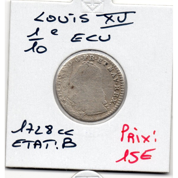 1/10 Ecu aux branches d'olivier 1728 CC Besançon B Louis XV