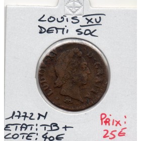 Demi Sol a la vieille tête 1772 N Montpellier Louis XV TB+