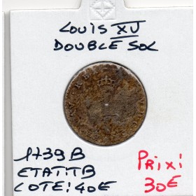 Double Sol 1739 B Rouen Louis XV TB