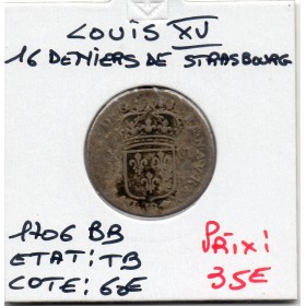 16 Deniers de Strasbourg 1706 BB Louis XIV TB