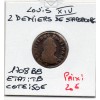 2 deniers de Strasbourg 1708 BB Louis XIV TB