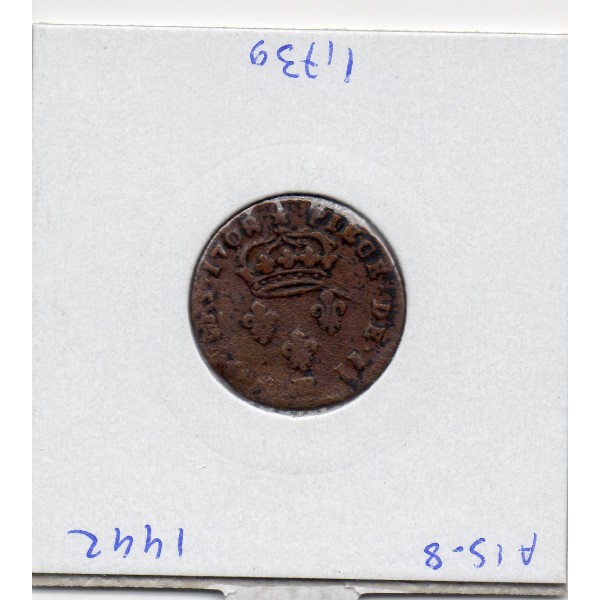 2 deniers de Strasbourg 1708 BB Louis XIV TTB-