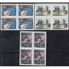 Blocs de 4 exemplaires timbres France Yvert No 1363, 1364, 1365 Tableaux