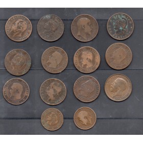 Lot de 14 pièces du monde en bronze 1854 à 1915 B à TTB