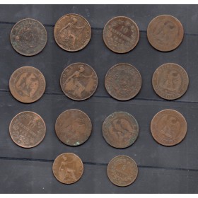 Lot de 14 pièces du monde en bronze 1854 à 1915 B à TTB