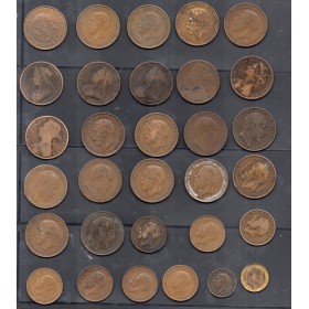 Lot de 31 pièces de Grande Bretagne en bronze différentes 1862 à 1936 B à Sup