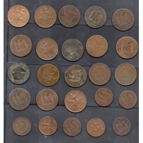 Lot de 25 pièces bronze différentes Napoléon, Céres, Dupuis 1854-1917