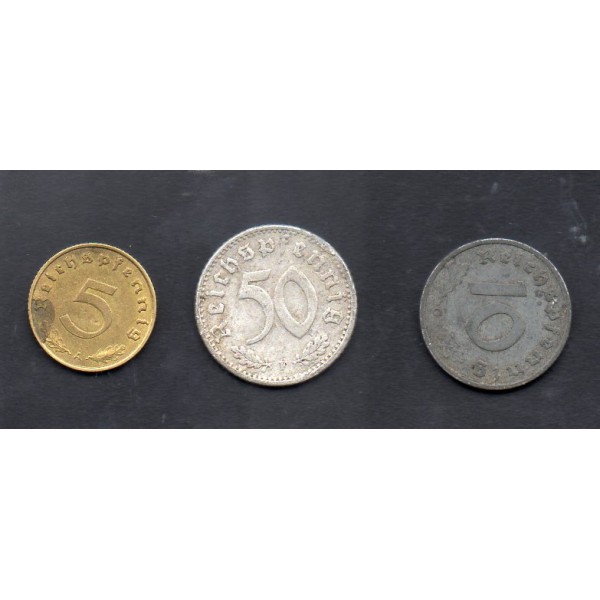 Lot de 3 pièces du 3eme reich 1939 à 1942 TTB à Sup