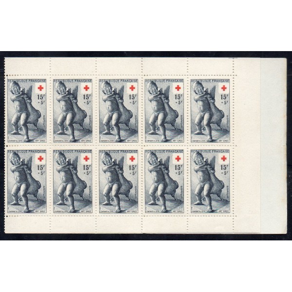 Carnet Croix Rouge année 1955 Yvert  2004 petites froissures verticales au dos sur la couverture