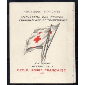 Carnet Croix Rouge année 1955 Yvert  2004 petites froissures verticales au dos sur la couverture