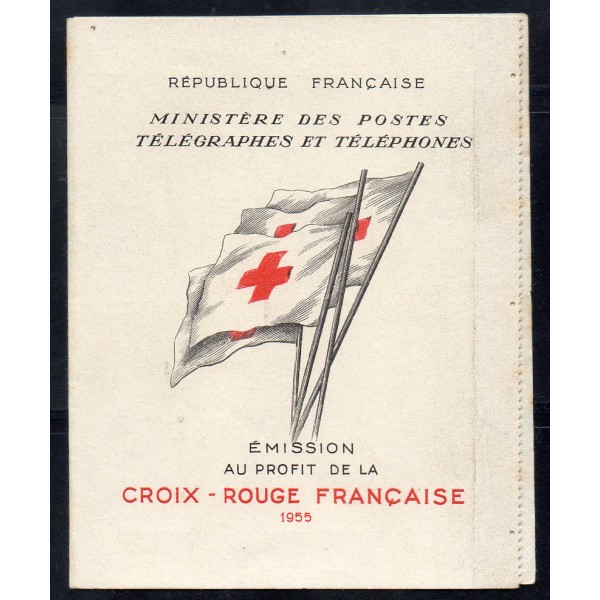 Carnet Croix Rouge année 1955 Yvert  2004 petites froissures verticales au dos sur la couverture