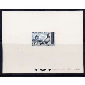 Epreuve de luxe du timbre France Yvert No 1091 La colombophilie