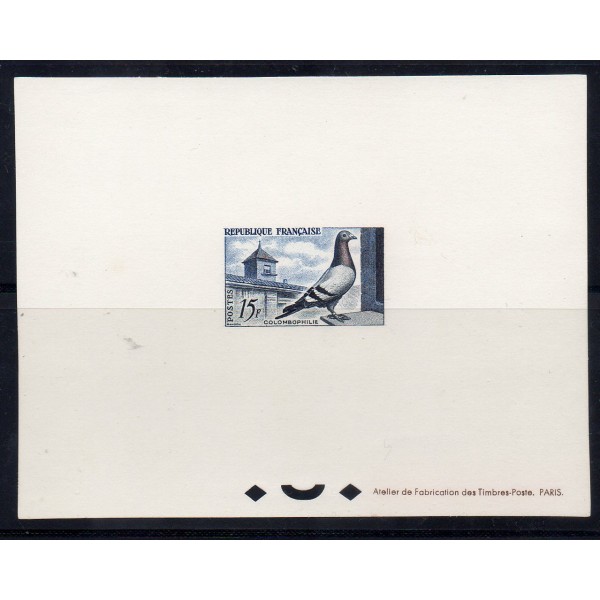 Epreuve de luxe du timbre France Yvert No 1091 La colombophilie