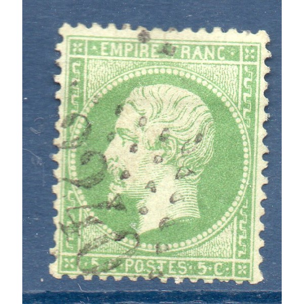 Timbre France Yvert No 20a Empire 5c vert foncé Oblitéré étoile