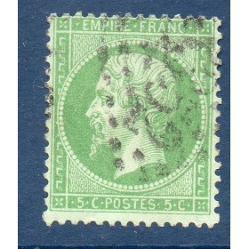 Timbre France Yvert No 20 Empire 5c vert Oblitéré Gros chiffres