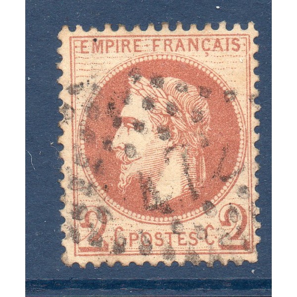 Timbre France Yvert No 26B Empire Lauré 2c rouge-brun clair Oblitéré