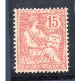 Timbre France Yvert No 125 Type Mouchon 15c Vermillon neuf **