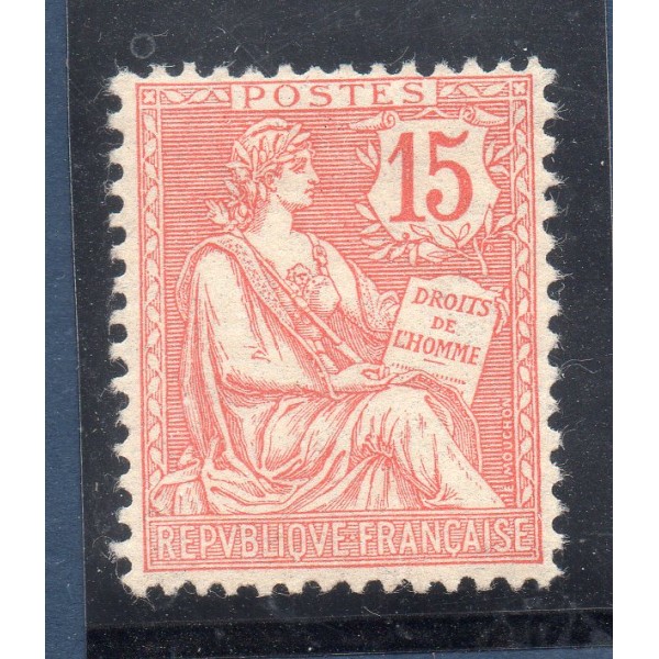 Timbre France Yvert No 125 Type Mouchon 15c Vermillon neuf **
