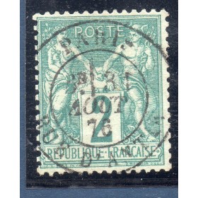 Timbre France Yvert No 62 Type I Sage 2c vert Oblitéré