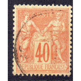 Timbre France Yvert No 94 Type II Sage 40c orange Oblitéré