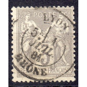 Timbre France Yvert No 87 Type II Sage 3c gris Oblitéré