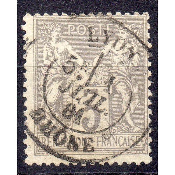 Timbre France Yvert No 87 Type II Sage 3c gris Oblitéré