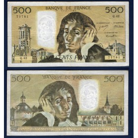 500 Francs Pascal , TB+, 5.9.1974, Billet de la banque de France